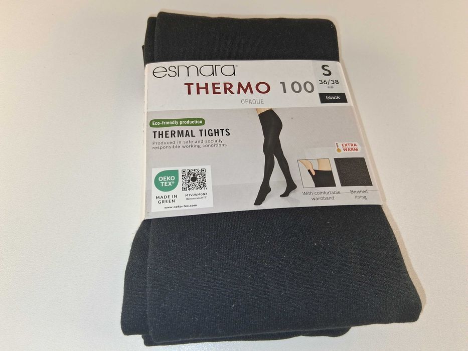 A120 Esmara Rajstopy Termiczne Damskie Thermo 100 Czarne S 36/38