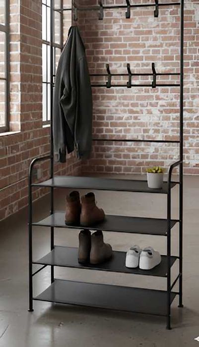 Вешалка напольная для одежды с полками для обуви и крючками для курток