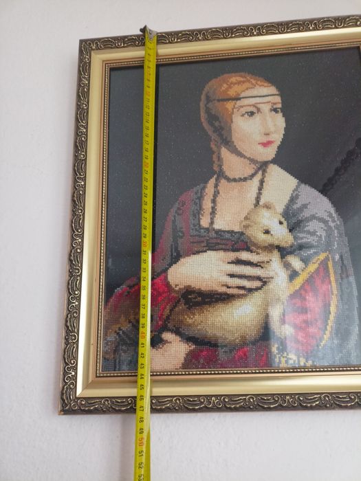 Obraz replika haft krzyżykowy Dama z gronostajem