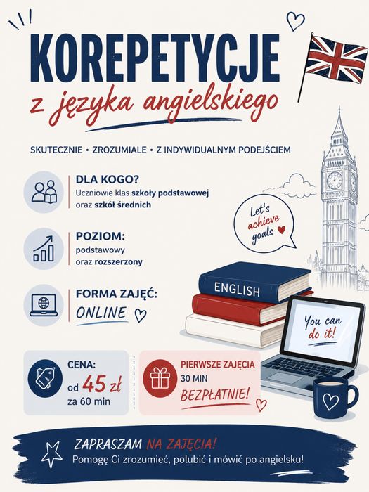 Korepetycje z języka angielskiego. Zajęcia językowe.