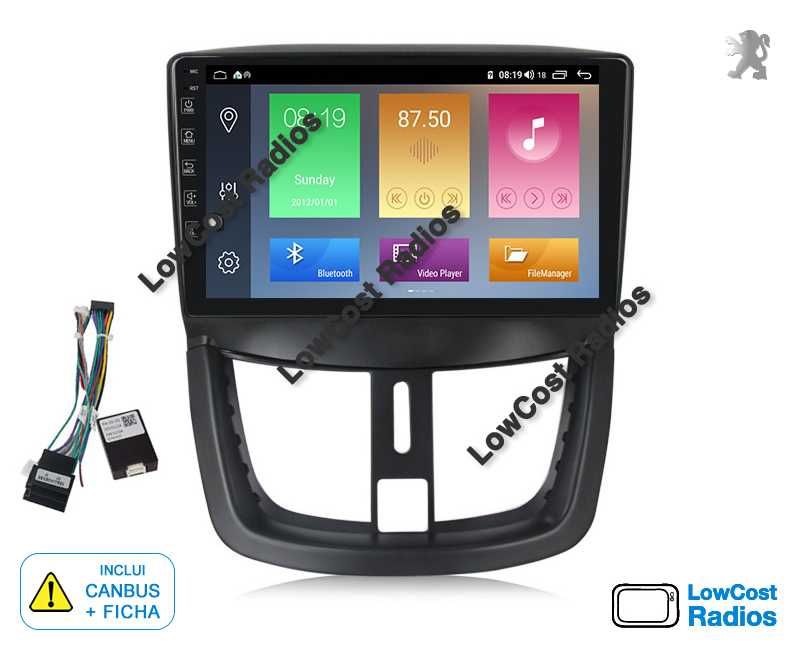 Auto Rádio 9' PEUGEOT 207 | GPS ANDROID Bluetooth USB APPS WIFI | CARPLAY • ANDROID AUTO