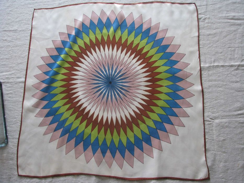 chusta satyna brąz, krem, turkus, seledyn 58x58 cm