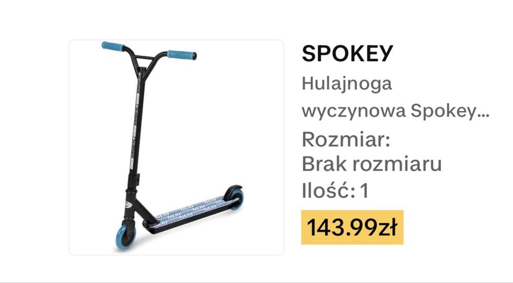 Hulajnoga wyczynowa spokey nerf 8-10 lat decathlon