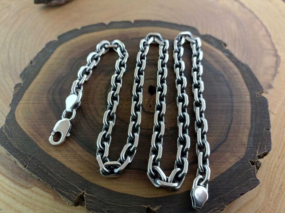 Ланцюг срібний Якір, плетіння Якірне . Толстая цепочка Якорная мужская