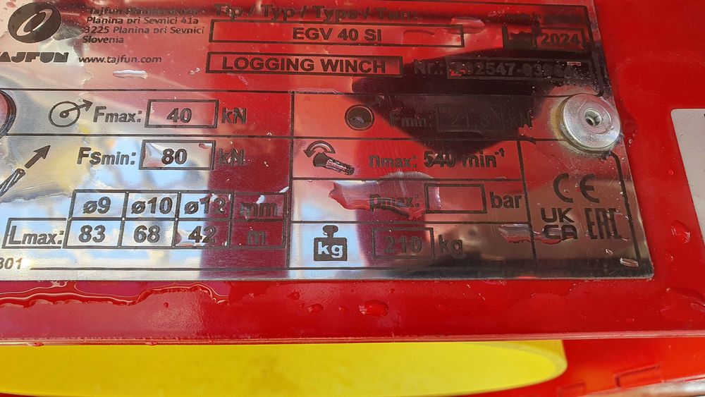 Wyciągarka leśna Tajfun 4T - Tajfun 40 SI Krpan Uniforest Wirax
