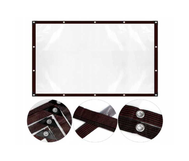 1x1m Przezroczysta plandeka z oczkami z pasami mocującymi, trwała