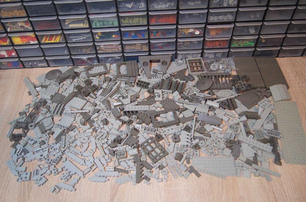 Lego mix elementów old gray grey ciemnoszare i jasnoszare + gratis