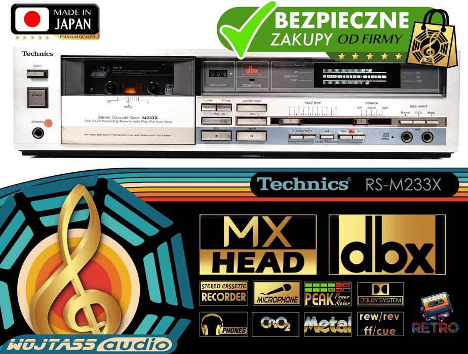 Deck TECHNICS RS-M233X * MX Head * dbx * Dolby B/C * CUE/REV magnetofon