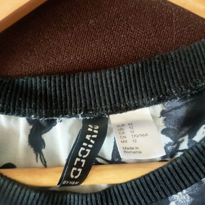 Bluzka siateczka top krótki rozmiar 42 czarno biała H&M