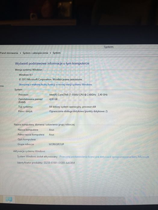 Sprawny laptop ASUS X555L w dobrym stanie