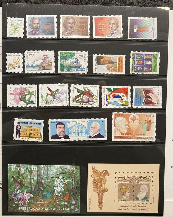 Conjunto completo selos Brasil novos (anos: 90, 91, 92, 93, 94 e 95)