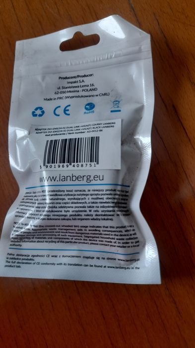 Adapter Przejściówka DVI-I na VGA wtyczka AD-012-BK
