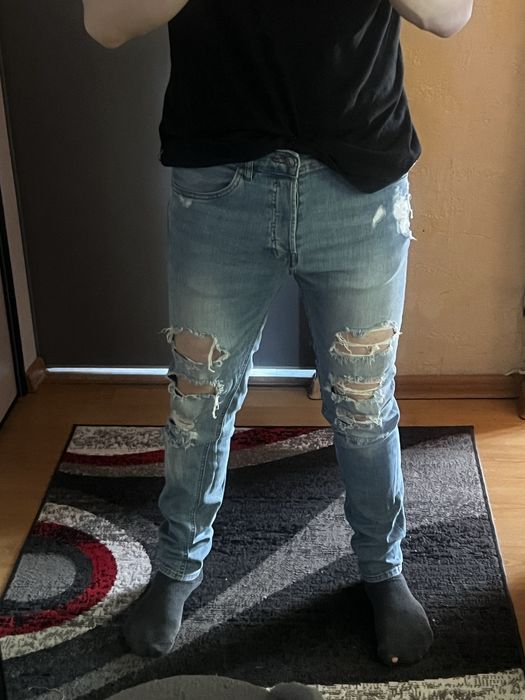 Spodnie HM Skinny 32 Jeansy męskie super stan dziury