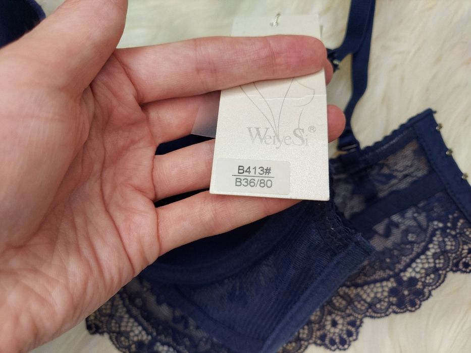 Новий бюстгальтер Анжеліка пуш-ап B 36/80 синій кружевний