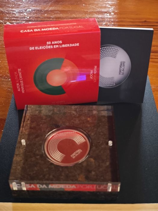[prata proof] moeda  10 €  Portugal 2025 50 anos Eleições em Liberdade