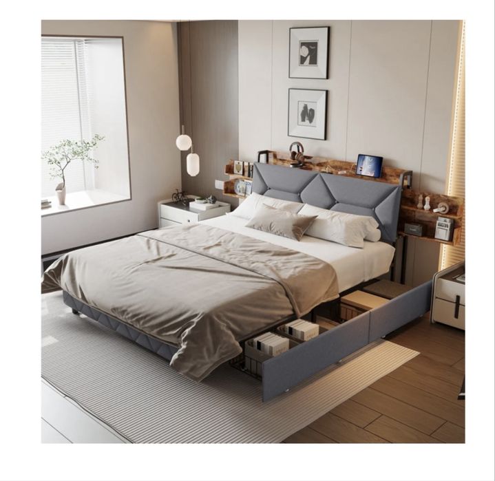 Cama de Casal estofada moderna NOVA