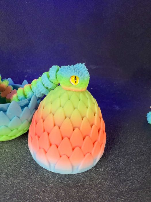 Рухома змія антістрес в яйці іграшка 3D 28см (райдужна)