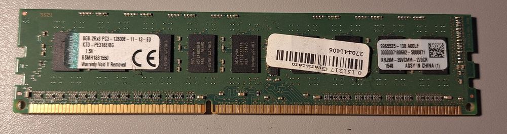 Pamięć 8GB 2Rx8 PC3 - 12800E - 11 - 13 - E3