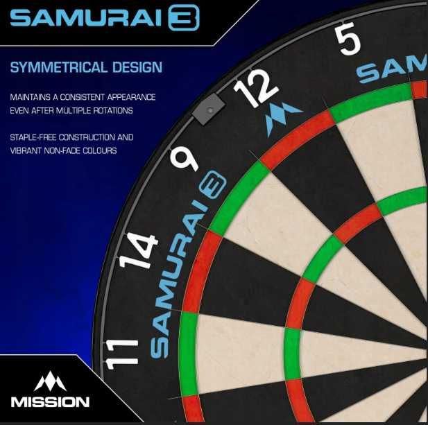 Mission Samurai 3 Profesjonalna Sizalowa Tarcza do gry w rzutki darta