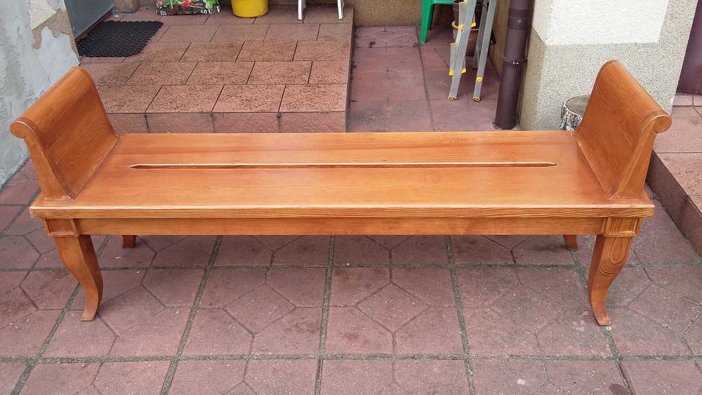 Stara Stylowa ławka z litego drewna, ciężka - jesion lub orzech