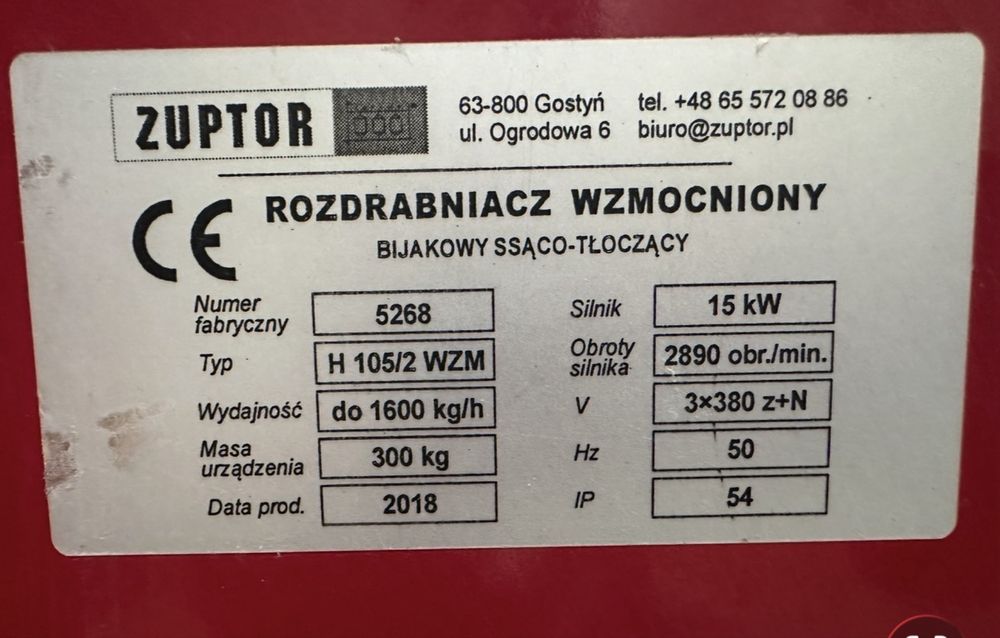 Śrutownik 15 kW Zuptor
