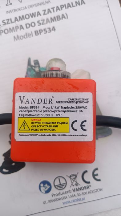 Pompa do szamba i wody czystej Vander BP534