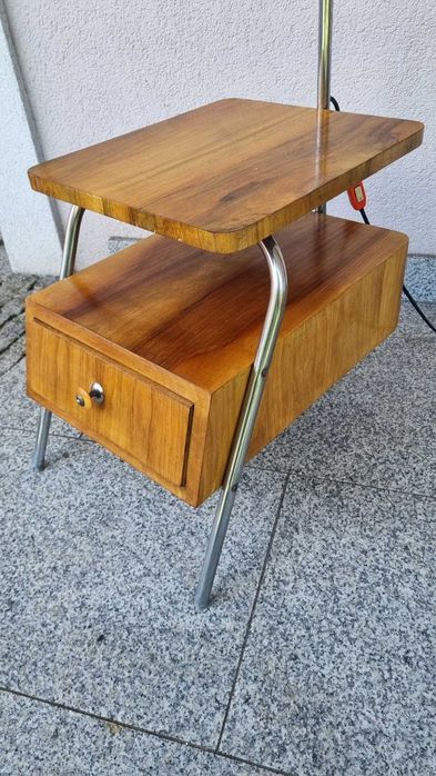 Podłogowa Lampa ze stolikiem TYP LG-01 Design PRL lata 50 Bauhaus