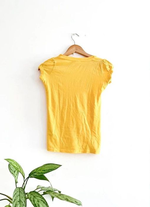 T-shirt Bershka Algodão Amarela S Vintage