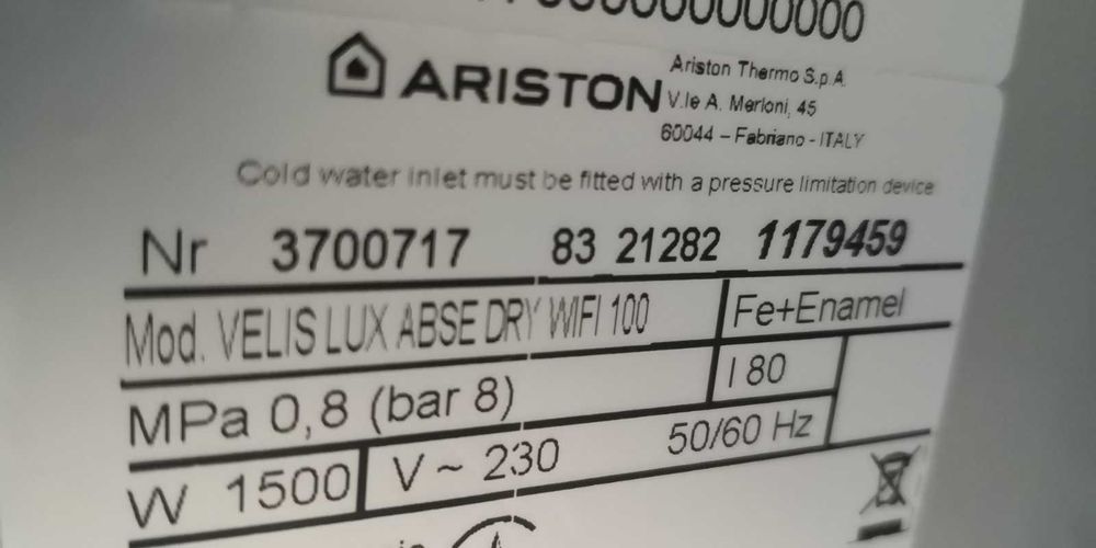 Бойлер Ariston Velis Lux ABSE Dry Wi-Fi 100л установлен 2023 потёк бак