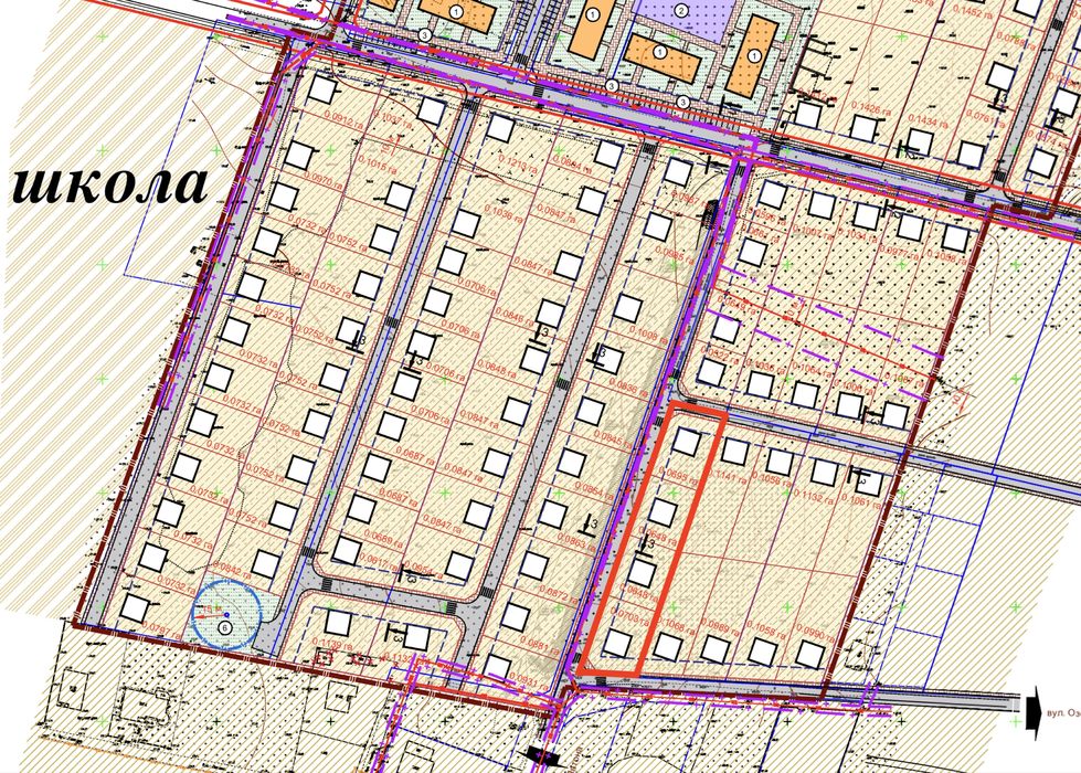 0,30 га (містечко Hensen) фасад 126 м , 300м до школи і до асфальту