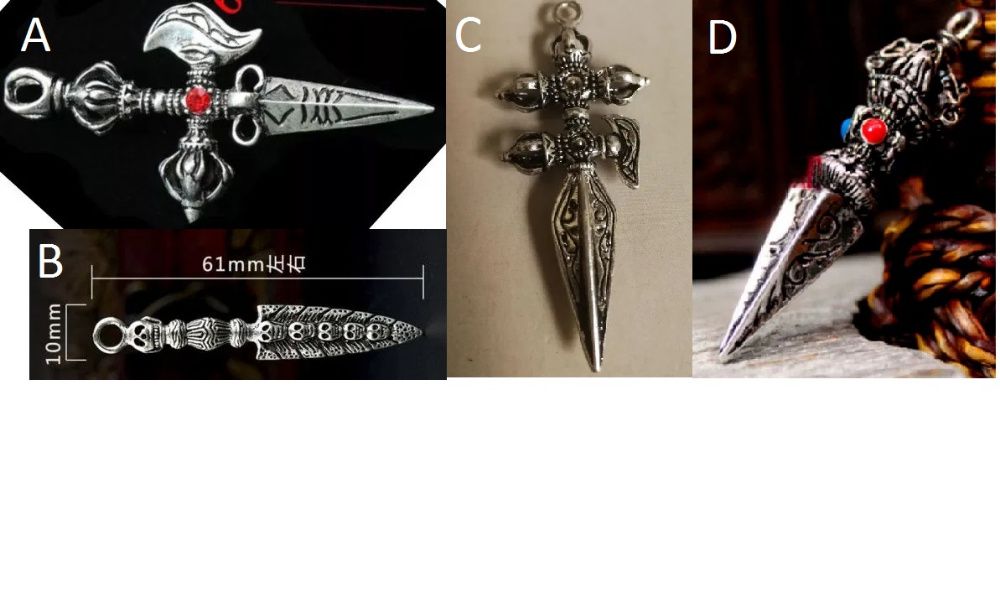 Amuletos pendente varja phurpe dorge tibetana tibete