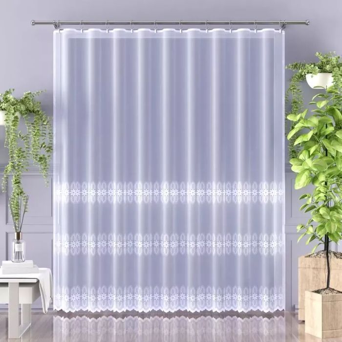 Firanka haftowana enzo wys. 280 cm Berula biała - 280 cm