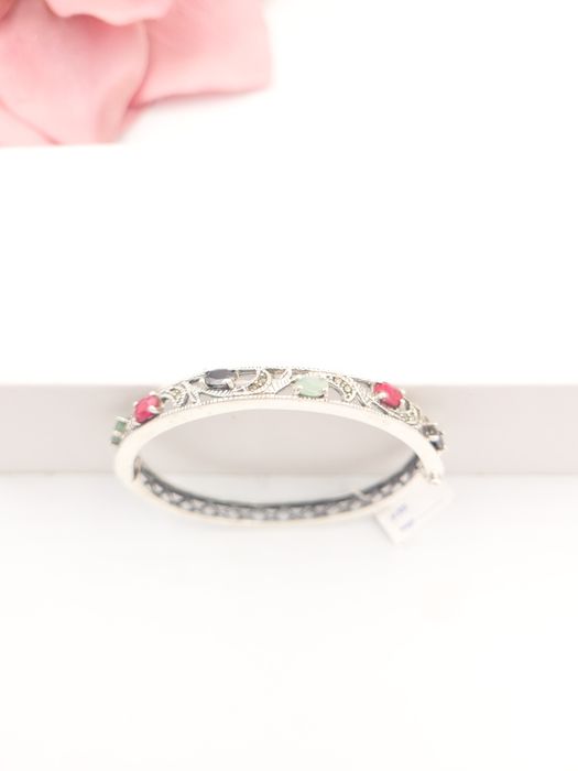 Srebrna bransoleta pr 925 z naturalnymi kamieniami nowe