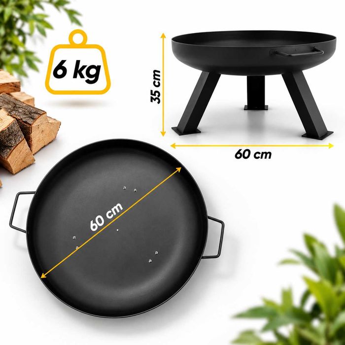 Palenisko ogrodowe 60cm stalowe na nóżkach 35cm