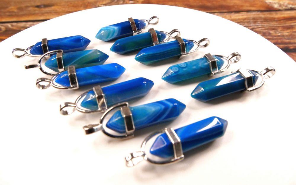 Wisiorek amulet z agatem niebieskim