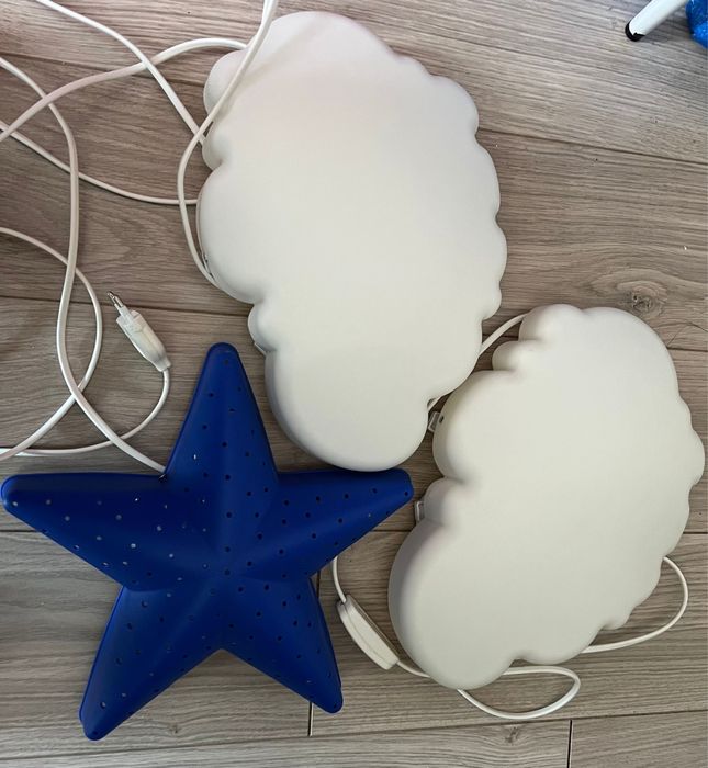 Lampa nocna gwiazdka + 2 chmurki z Ikei