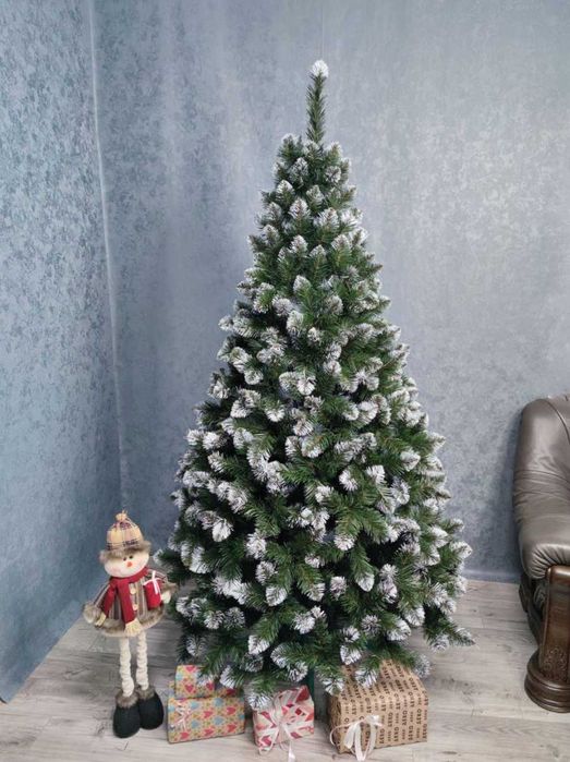 Штучна ялинка зелена з білими кінчиками Снігова Королева Різні Розміри
