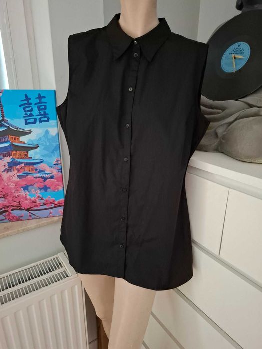 46 XXXL BPC Selection elegancka czarna koszula do pracy biurowa bluzka