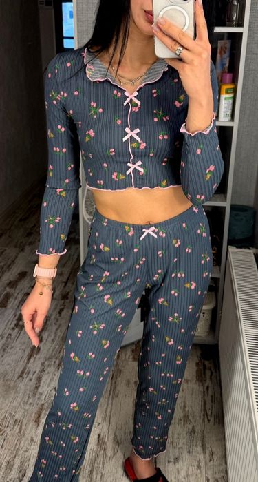 4 цвета піжама жіноча женская штани кофта домашній пижама женская S М