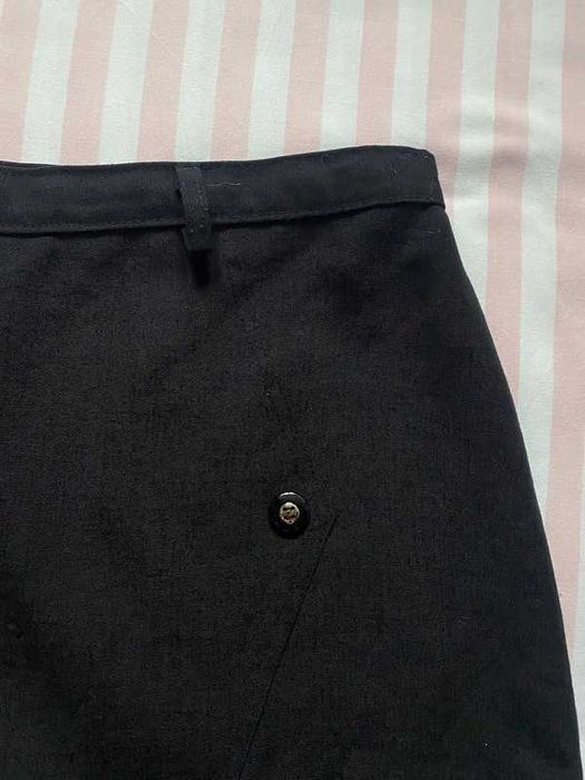 Czarna elegancka ołówkowa spódnica do kolan z lnem 3XL/4XL 46/48