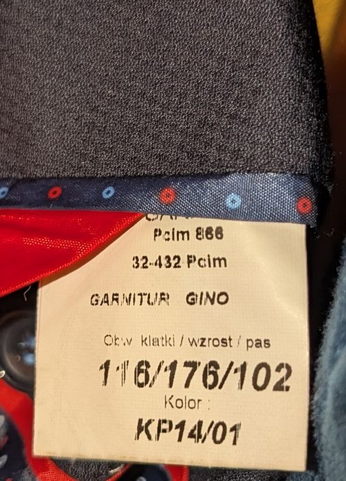 Garnitur męski Garnitex Gino granatowy 116/176/102 Slim Fit wełna krop