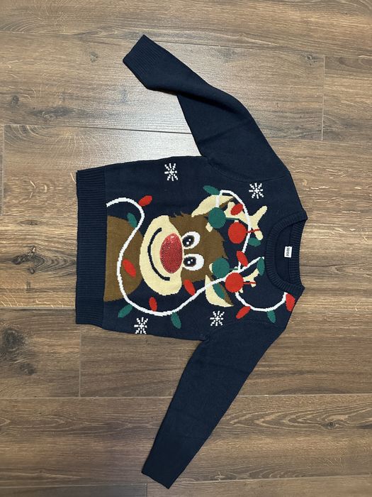 Sweter z reniferem 98/104 granatowy