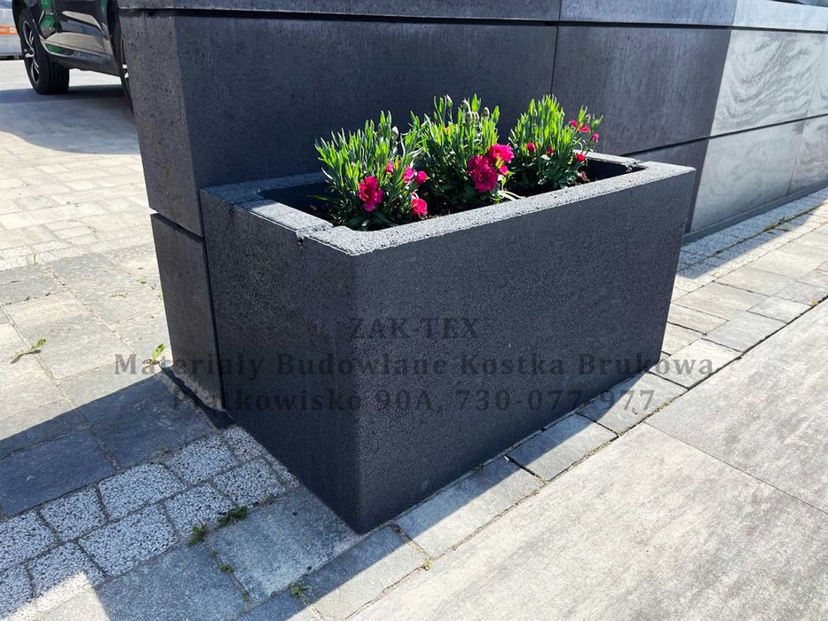 Donica betonowa ogrodowa JADAR 35x70x35 cm grafit szary brązowy