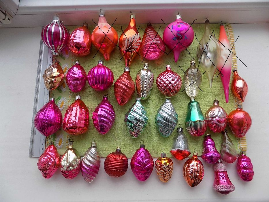 Елочные игрушки СССР Фонарики Шишки Домики Колокольчики Сосульки и др.