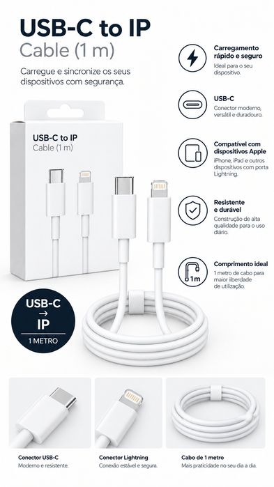 Cabo USB-C para Lightning 1 metro