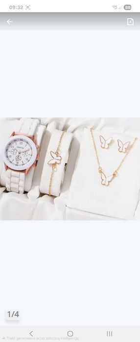 Modny zegarek damski naszyjnik pierścionek kolczyki bransoletka

zesta