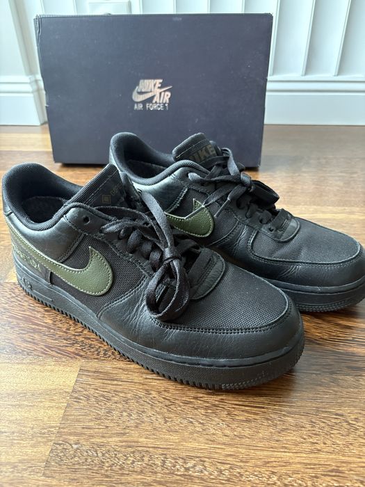 Nike Air Force 1 GTX z membraną GORE-TEX (Czarny/cargo khaki) – Jak Nowy, Wodoodporne, Oddychające, Wiosna, lato, jesień, zima. Butelka term gratis!