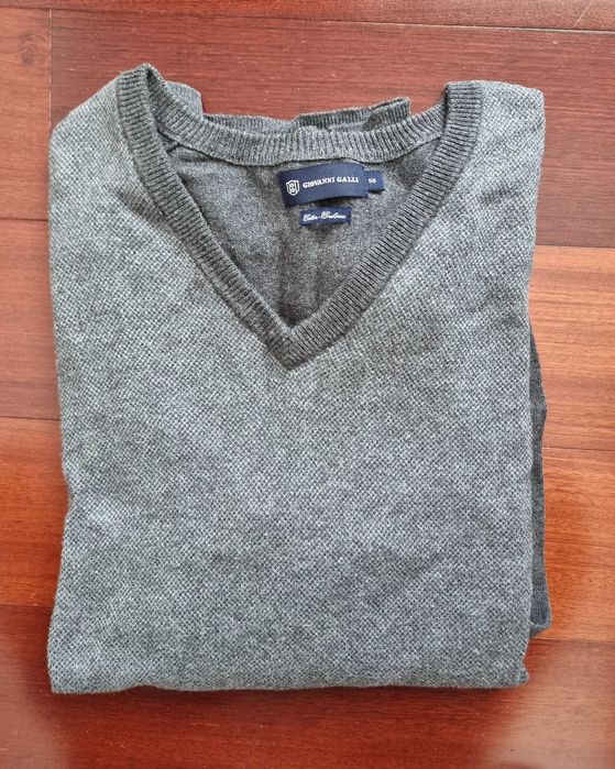 Camisola cinzenta Giovanni Galli Cotton Cashmere, tamanho 56