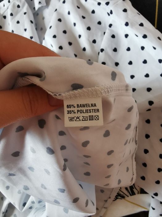 Bluzka koszula w print serca serduszka elegancka biała 46 48 3XL 4XL