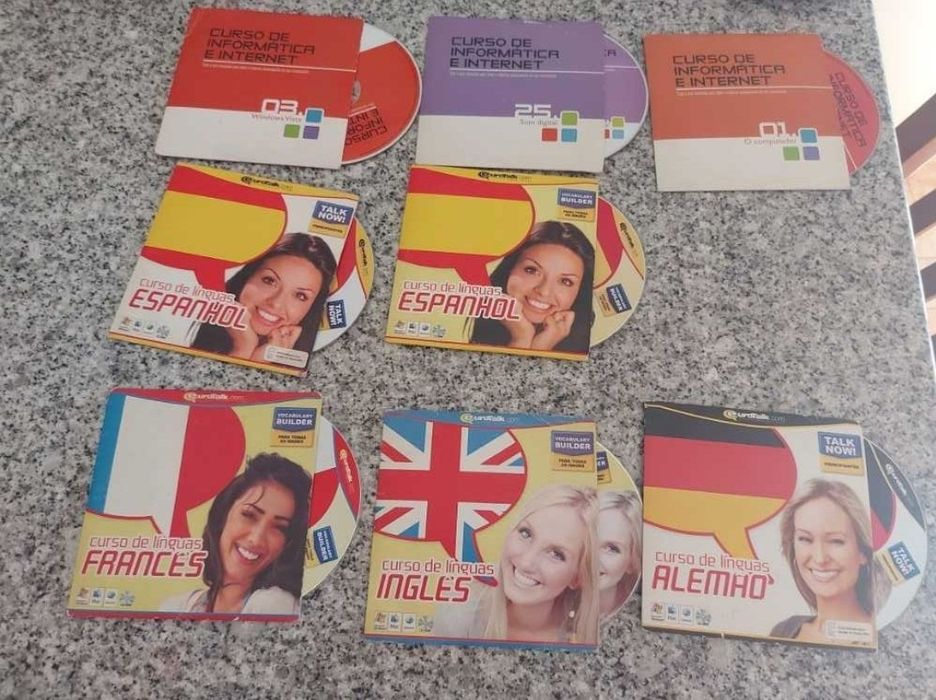 Lote 8 CDs Interativos: Cursos de Línguas (EuroTalk) + Informática
